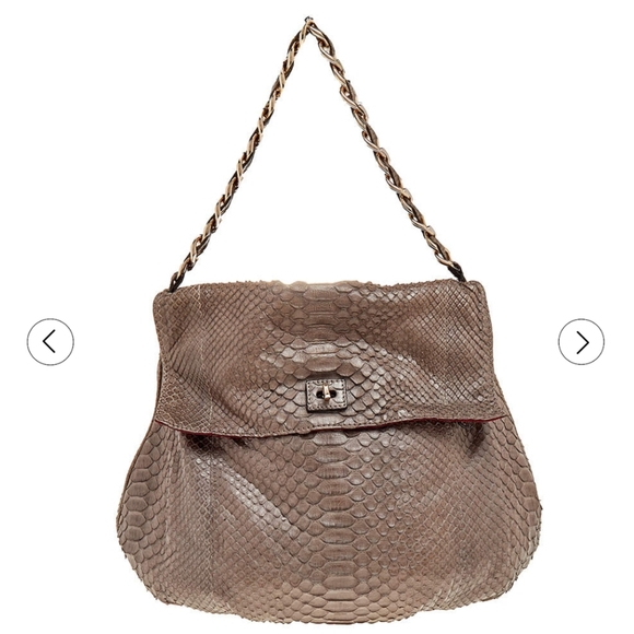 Zagliani python shoulder bag w/ magnetic flap and chain - Picture 13 of 13